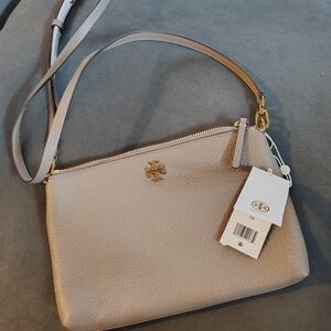 Tory Burch Taupe Leather Crossbody Bag